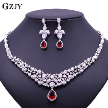 GZJY GZJY Gorgeous Bridal White Gold Color WaterDrop Blue Red Zircon Stone Necklace Earrings Sets For Women Wedding Jewelry Sets
GZJY GZJY Gorgeous Bridal White Gold Color WaterDrop Blue Red Zircon Stone Necklace Earrings Sets For Women Wedding Jewelry Sets
