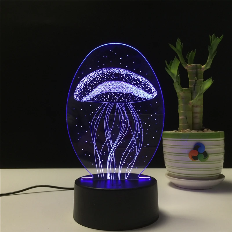 Novelty Gift Jellyfish Shape 3D Lamp Night Light for Chilren Illusion Atmosphere Sleep Table Lamp Touch Colors Changing Light 
Novelty Gift Jellyfish Shape 3D Lamp Night Light for Chilren Illusion Atmosphere Sleep Table Lamp Touch Colors Changing Light