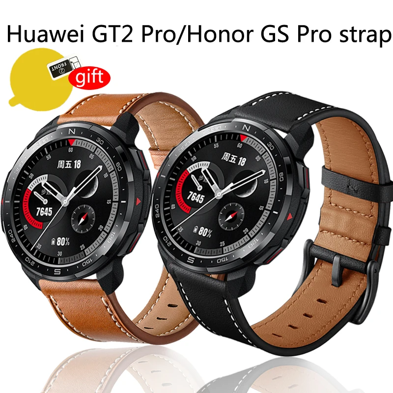 Leather Watch Band for Huawei Watch GT 2 PRO/Honor watch GS Pro X strap smartwatch bracelet with HD Screen protector film
Leather Watch Band for Huawei Watch GT 2 PRO/Honor watch GS Pro X strap smartwatch bracelet with HD Screen protector film