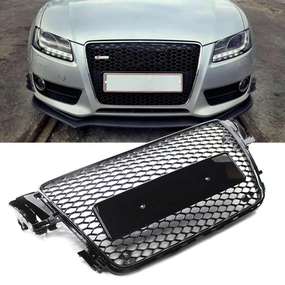 

RS5 Style Car Front Bumper Grille Honeycomb Sport Styling Mesh Hex Grill Black ABS For AUDI A5 B8 S5 8T 2008 2009 2010 2011 2012