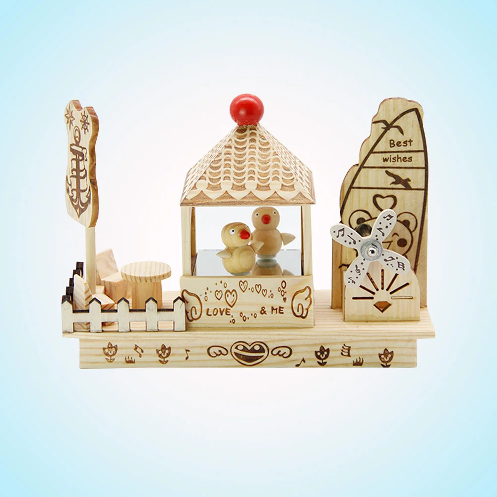 1pc music box melody box crafts ornaments wooden crafts for home