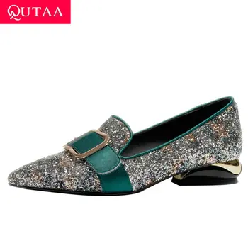 QUTAA 2020 Buckle Pointed Toe Square Heel Slip on Women Single Shoes Sequins PU Leather Silk Fashion Women Pumps Big Size 34-42
QUTAA 2020 Buckle Pointed Toe Square Heel Slip on Women Single Shoes Sequins PU Leather Silk Fashion Women Pumps Big Size 34-42