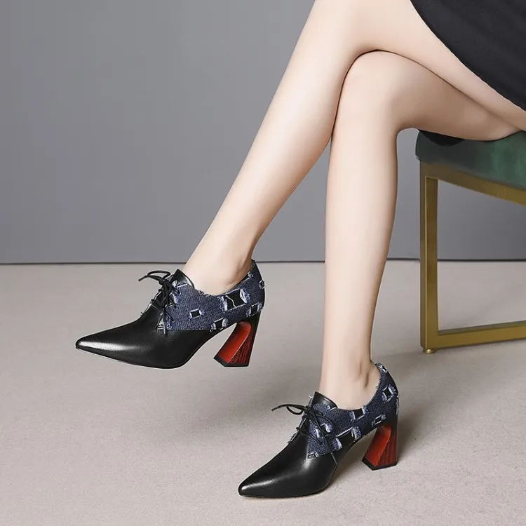 High-Heel Deep-mouth Thin Shoes Women's 2019 New Style Versatile Fashion Mixed Colors Genuine Leather Pointed-Toe Lace-up WOMEN'
High-Heel Deep-mouth Thin Shoes Women's 2019 New Style Versatile Fashion Mixed Colors Genuine Leather Pointed-Toe Lace-up WOMEN'