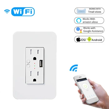 Smart WiFi Wall with USB 2 Outlet Smart Life Panel / Tuya APP Wireless Remote Control Work with Amazon Echo Alexa Google Home US
Smart WiFi Wall with USB 2 Outlet Smart Life Panel / Tuya APP Wireless Remote Control Work with Amazon Echo Alexa Google Home US