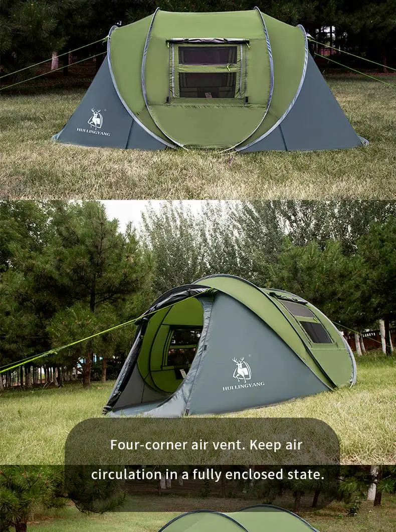 4 People Pop Up Tents for Camping Oxford Cloth Camping Tent