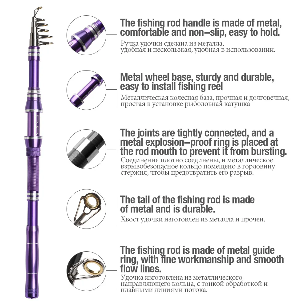 DONQL Telescopic Fishing Rod 1.8m-3.0m Carbon Fiber Ultrashort Spinning Fish Rod Travel Portable Sea Fishing Pole Fish Tackle主图01 (4)