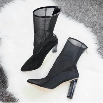 Concise Transparent Crystal Breathable Mesh Ankle Boots Back Zipper Sexy High Heels Fashion Cozy Pointed Toe Shoes For Woman
Concise Transparent Crystal Breathable Mesh Ankle Boots Back Zipper Sexy High Heels Fashion Cozy Pointed Toe Shoes For Woman
