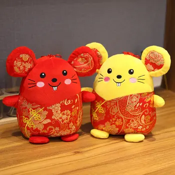 

2020 Year of the Rat Mascot Plush pillow Mouse plush toy stuffed doll Zodiac Chinese new year Tang suit mouse