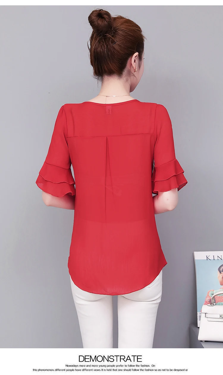 Women Blouses Solid 2020 Summer New Short- Sleeve V-Neck Lace up Shirt Female Chiffon Womens Plus Size Tops Slim Clothing NS4544 Women Blouses Solid 2020 Summer New Short- Sleeve V-Neck Lace up Shirt Female Chiffon Womens Plus Size Tops Slim Clothing NS4544
