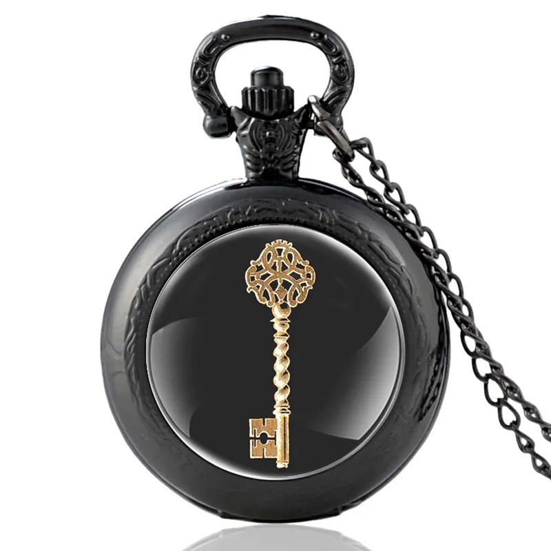 

Retro Classic Steampunk Key Vintage Quartz Pocket Watch Men Women Glass Dome Charm Pendant Necklace Hours Clock Gifts