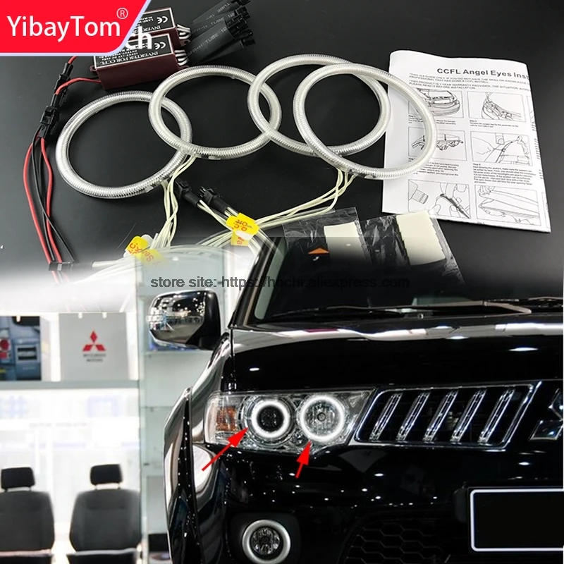 

Комплект YibayTom Ccfl ангельские глазки белые 6000k Ccfl гало кольца фары для Mitsubishi Challenger Montero Sport 2008-2016