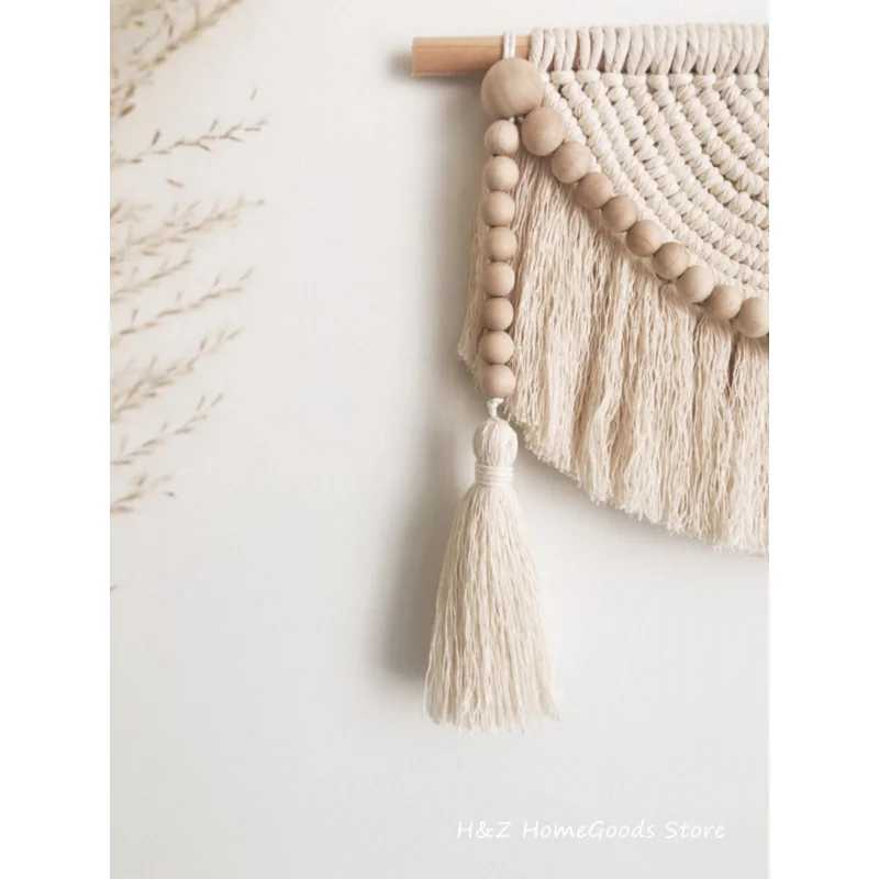 Macrame Wall Tapestry with Wood Beads - Handwoven Boho Decor 8 He4786beb8cd44a8dbba3021b146d97caa