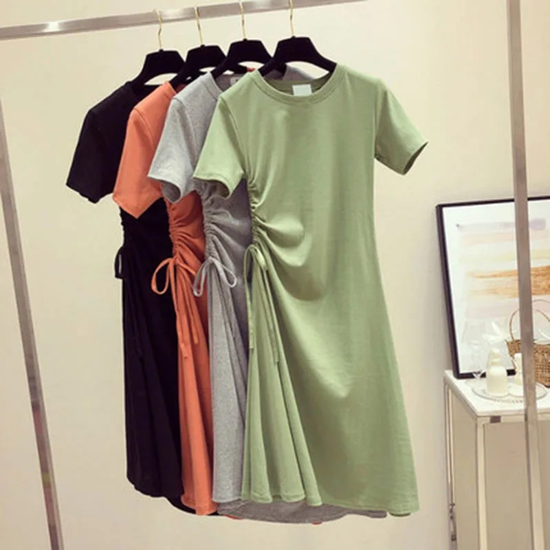 Новинка 2021 модное зеленое летнее платье универсальное платье-футболка в