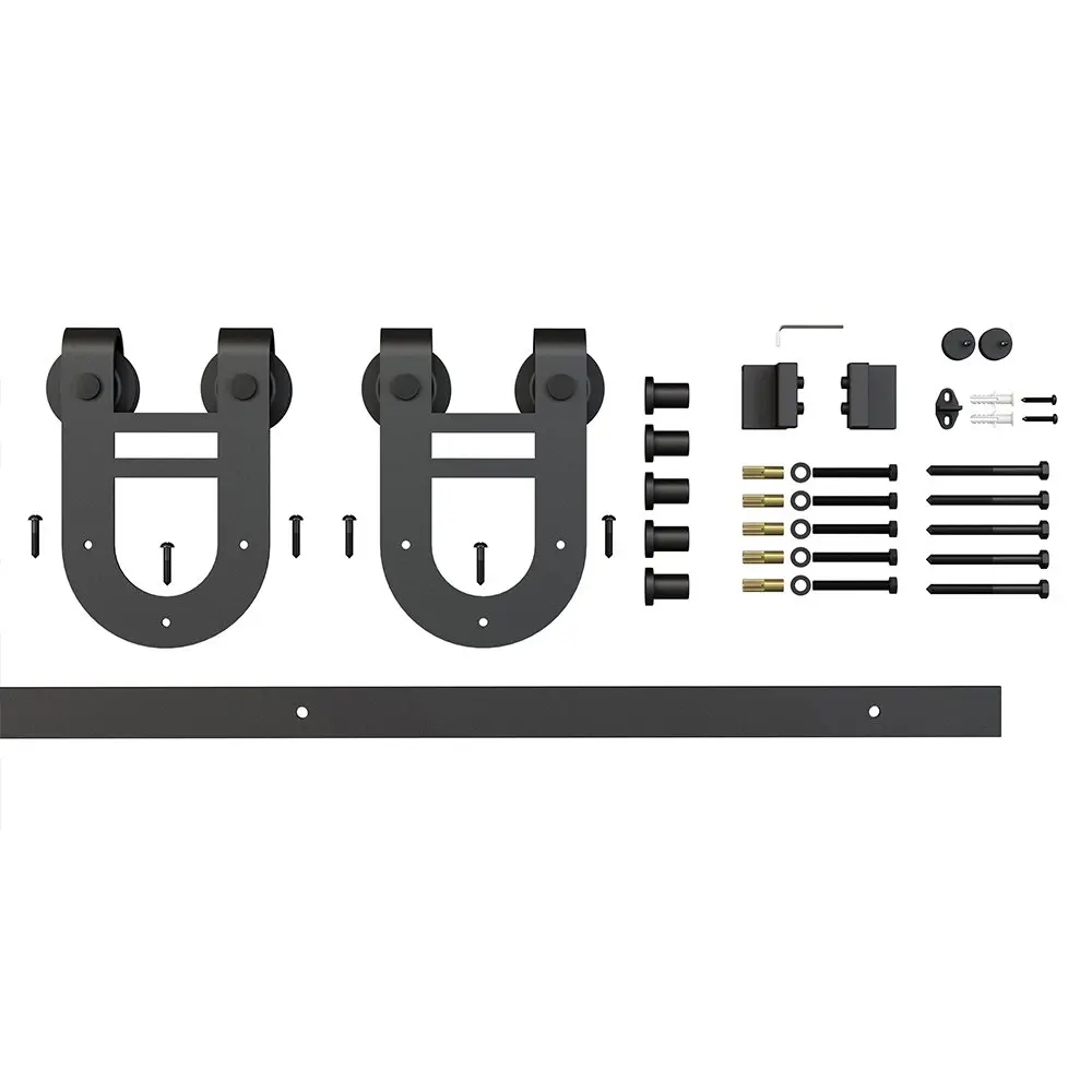 6.6ft 1 Rail Black Steel Sliding Barn Door Hardware Track Set,Horseshoe Hanger Roller
6.6ft 1 Rail Black Steel Sliding Barn Door Hardware Track Set,Horseshoe Hanger Roller