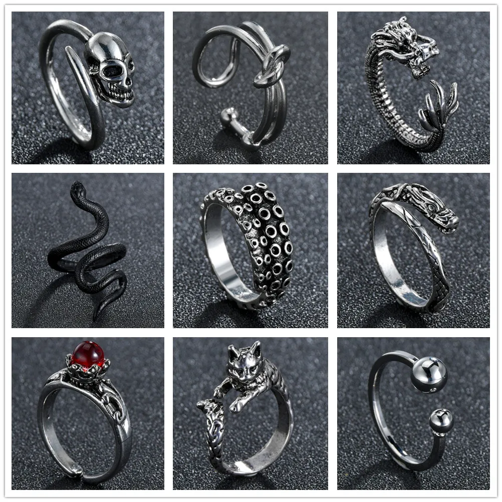 Фото Винтажное кольцо для мужчин и женщин ювелирное изделие в стиле ретро панк змея
