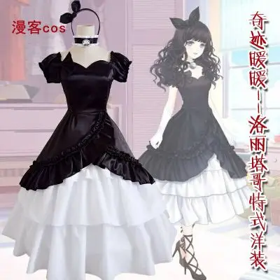 

Hight Quality Game Miracle Nikki Elegant Princess Hallowmas Gothic Lolita Dress Women Cosplay Costume Dress + Choker + Headwear