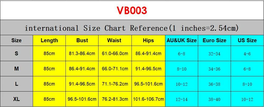 VB003尺寸表