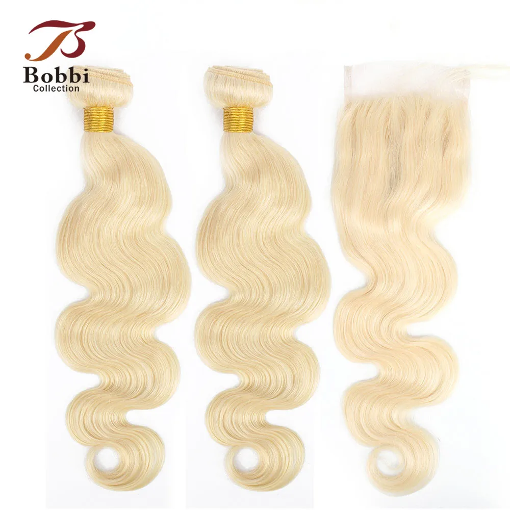 BOBBI COLLECTION Color 613 Bleach Blonde Remy Human Hair Extensions 2/3 Bundles With Lace Closure Brazilian Body Wave Hair Weave
BOBBI COLLECTION Color 613 Bleach Blonde Remy Human Hair Extensions 2/3 Bundles With Lace Closure Brazilian Body Wave Hair Weave