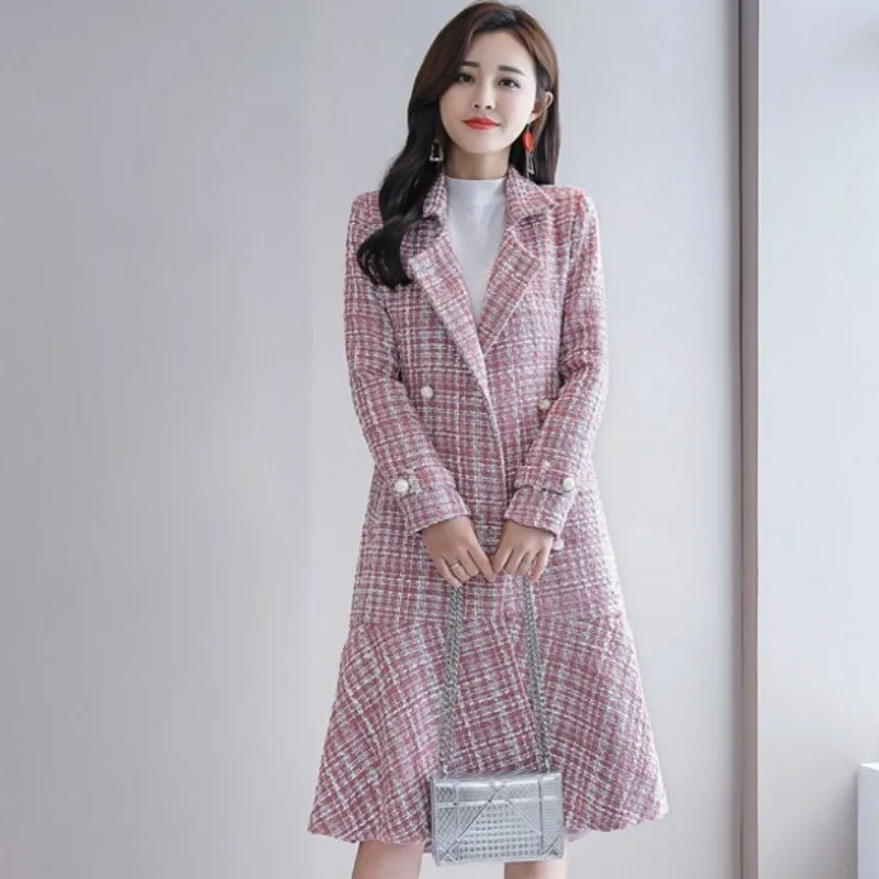 New Autumn Winter Womens Long Korean Slim Fit Belt Outerwear Female Fashion Plaid Double Breasted Ruffle Coat S-XL
New Autumn Winter Womens Long Korean Slim Fit Belt Outerwear Female Fashion Plaid Double Breasted Ruffle Coat S-XL