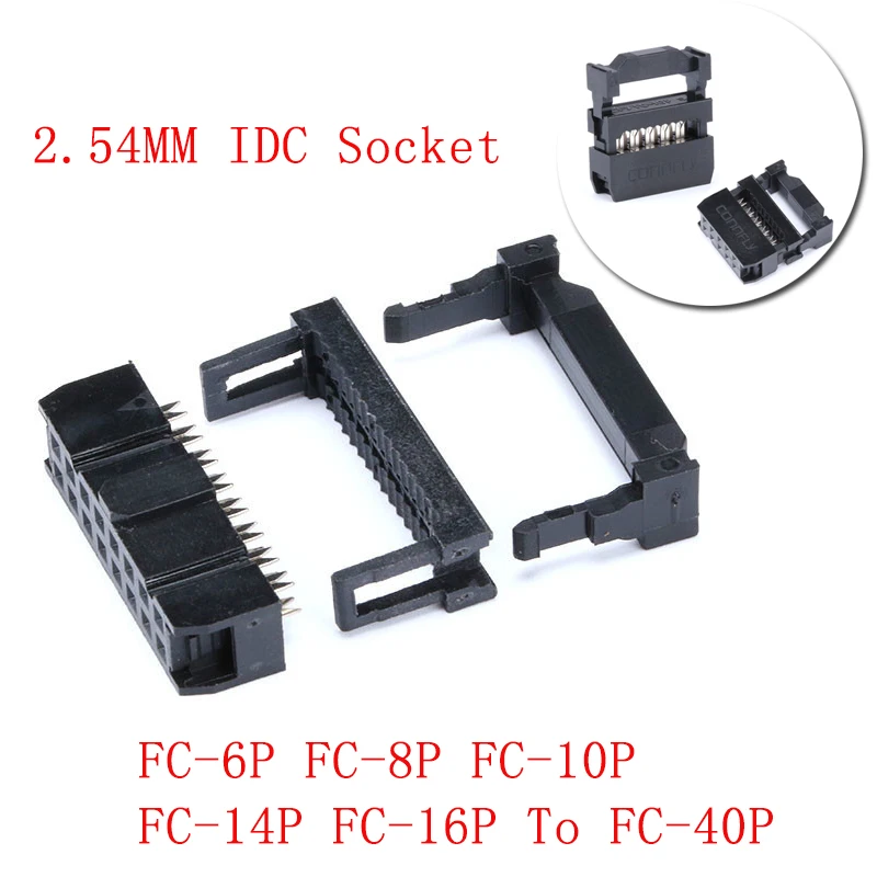 10 Sets 2.54mm IDC Socket 2x5 Pin 10 Pin Dual Row IDC Female Header Socket Connector FC-6P FC-8P FC-10P To FC-40P cable socket
10 Sets 2.54mm IDC Socket 2x5 Pin 10 Pin Dual Row IDC Female Header Socket Connector FC-6P FC-8P FC-10P To FC-40P cable socket