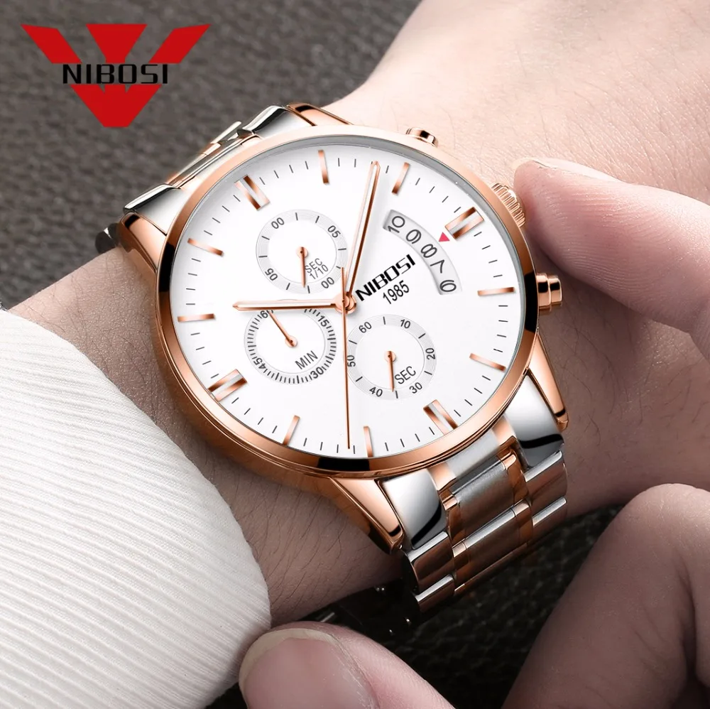 NIBOSI Zegarek męski złoty luksusowy, marki słynnej i modowej NIBOSI, na rękę, kwarcowy, styl casual, wojskowy, Relogio Masculino - Wianko - 15