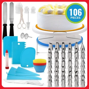 106PCs DIY Multi-function Cake Decorating Kit Cake Turntable Set Pastry Tube Fondant Tool Cake Kitchen Dessert Baking Tools
106PCs DIY Multi-function Cake Decorating Kit Cake Turntable Set Pastry Tube Fondant Tool Cake Kitchen Dessert Baking Tools