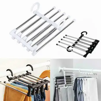 Magic Multifunction Stainless Steel Clothes Hangers 5 in 1 Pant Rack Shelves Trouser Multi-functional Wardrobe Hanger Rack
Magic Multifunction Stainless Steel Clothes Hangers 5 in 1 Pant Rack Shelves Trouser Multi-functional Wardrobe Hanger Rack