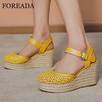 FOREADA Woman Slingbacks Shoes Real Leather Super High Heels Espadrille Platform Wedges Heel Pumps Cutouts Buckle Lady Footwear
FOREADA Woman Slingbacks Shoes Real Leather Super High Heels Espadrille Platform Wedges Heel Pumps Cutouts Buckle Lady Footwear