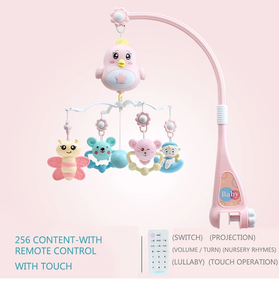 Baby Rattles Crib Mobiles Baby Toys Holder Rotating Mobile Bed Bell Musical Box Projection 0-12 Months Newborn Infant Boy Toys