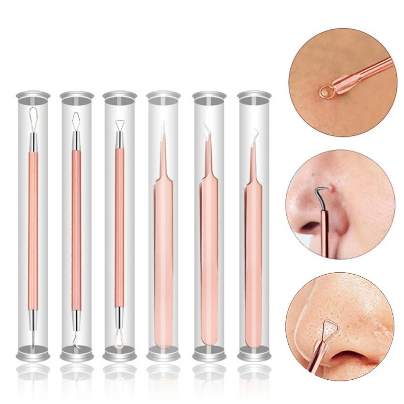 6Pcs/set Blackhead Comedone Acne Pimple Blackhead Remover Tool Spoon for Face Skin Care Tool Needles Facial Pore Cleaner 
6Pcs/set Blackhead Comedone Acne Pimple Blackhead Remover Tool Spoon for Face Skin Care Tool Needles Facial Pore Cleaner