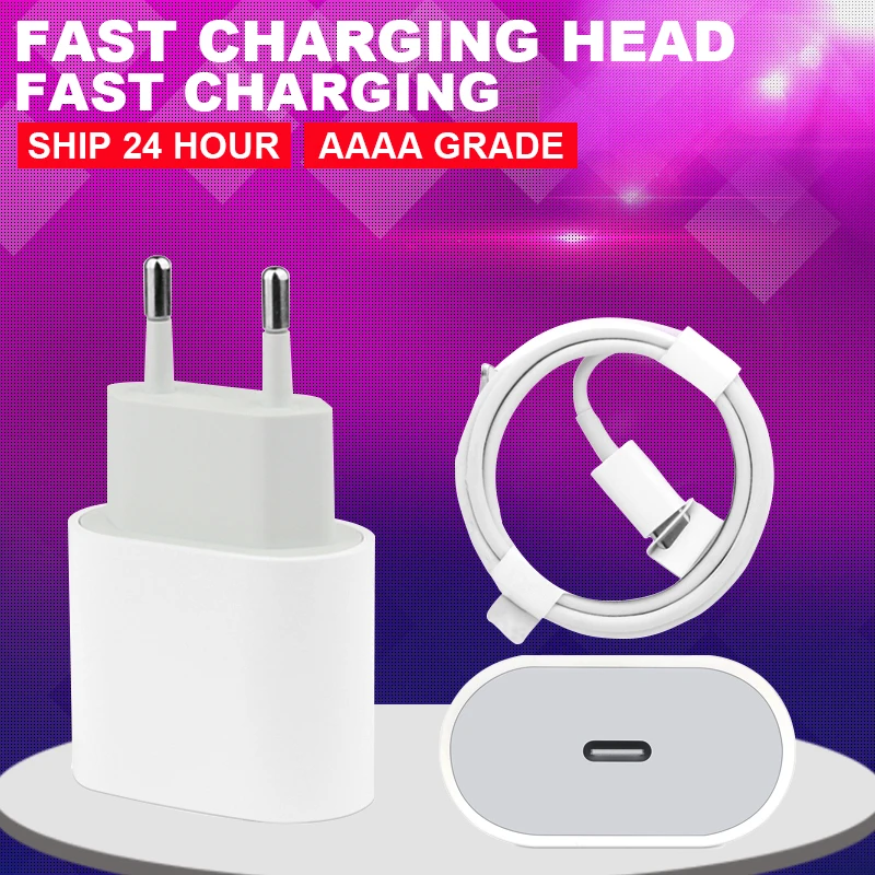 18W 9V/2A EU Plug Fast Charging USB-C Type-C lightning adapter for iPhone 6 7P 8 8P X 11Pro Max iPad Mini Air Pro Cable Charger
18W 9V/2A EU Plug Fast Charging USB-C Type-C lightning adapter for iPhone 6 7P 8 8P X 11Pro Max iPad Mini Air Pro Cable Charger