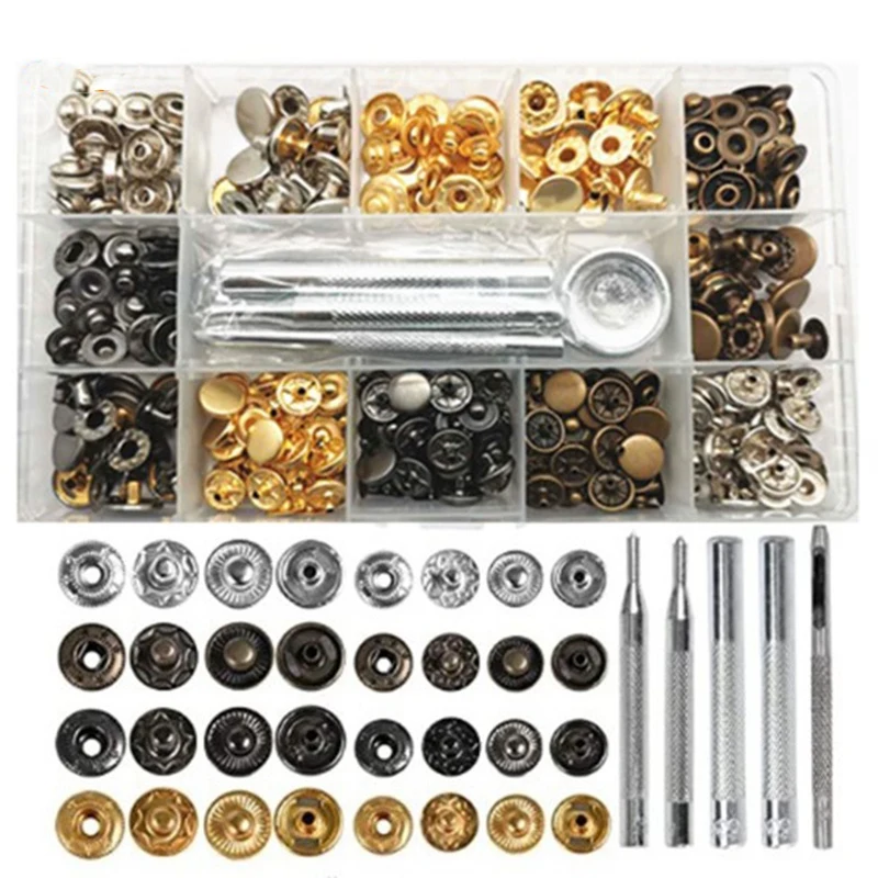 Snap Fastener Kit,120 Sets Metal Snaps Buttons 4 Colors with 6 Fixing Tools,12.5mm and 10 mm Press Studs Kit Fasteners
Snap Fastener Kit,120 Sets Metal Snaps Buttons 4 Colors with 6 Fixing Tools,12.5mm and 10 mm Press Studs Kit Fasteners