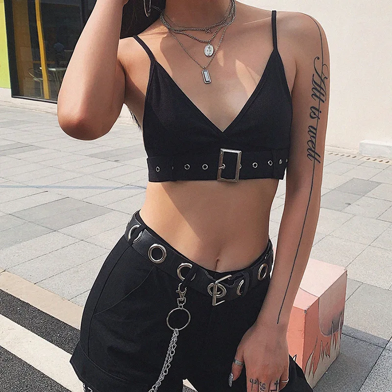 Black Punk Metal Buckle Crop Top Women Sexy Sleeveless Club Party Tank Tops Mujer 2020 Summer Hot Sale Lace Up Slim Tees
Black Punk Metal Buckle Crop Top Women Sexy Sleeveless Club Party Tank Tops Mujer 2020 Summer Hot Sale Lace Up Slim Tees
