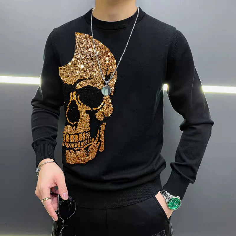 Customized Youth Autumn/Winter Sweater Men's Shiny New Trend Knitted Solid Color Hot Diamond Black And White Fashion
Customized Youth Autumn/Winter Sweater Men's Shiny New Trend Knitted Solid Color Hot Diamond Black And White Fashion