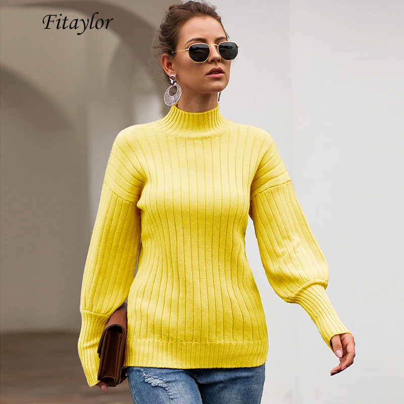 Fitaylor Winter Turtleneck Lantern Sleeve Warm Sweater Pullover Women Slim Knitted Sweater Striped Tops Female Elegant Jumper
Fitaylor Winter Turtleneck Lantern Sleeve Warm Sweater Pullover Women Slim Knitted Sweater Striped Tops Female Elegant Jumper