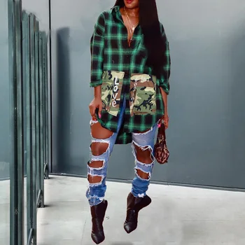 Causal Long Blouse Women Plaid Shirt Letter Print Fashion Streetwear Plus Size Blouses Ladies Shirts 2020 Spring Oversized Tops
Causal Long Blouse Women Plaid Shirt Letter Print Fashion Streetwear Plus Size Blouses Ladies Shirts 2020 Spring Oversized Tops