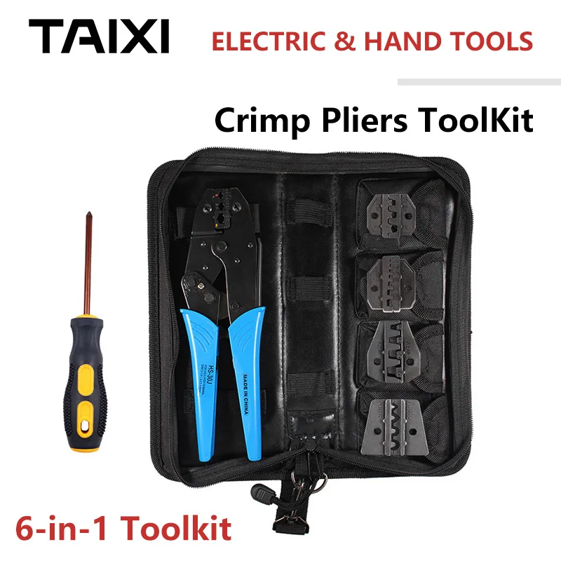 Wire-Crimp-Tool-Kit 4-in-1 Tool-Kit Copper-Nose-Terminal Copper-Tube-Terminal Ring-Spade-Terminal Crimp Hand Tools
Wire-Crimp-Tool-Kit 4-in-1 Tool-Kit Copper-Nose-Terminal Copper-Tube-Terminal Ring-Spade-Terminal Crimp Hand Tools