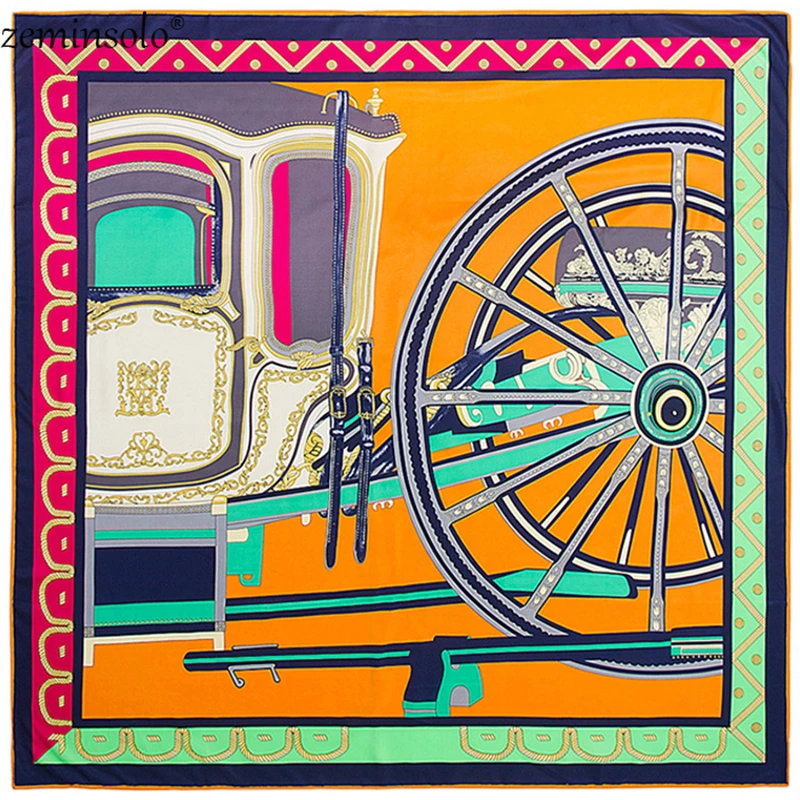 130*130cm 2020 Luxury Brand Twill Silk Scarf Bandana Carriage Printing Scarves For Women Headband Large Square Scarves Shawls 
130*130cm 2020 Luxury Brand Twill Silk Scarf Bandana Carriage Printing Scarves For Women Headband Large Square Scarves Shawls