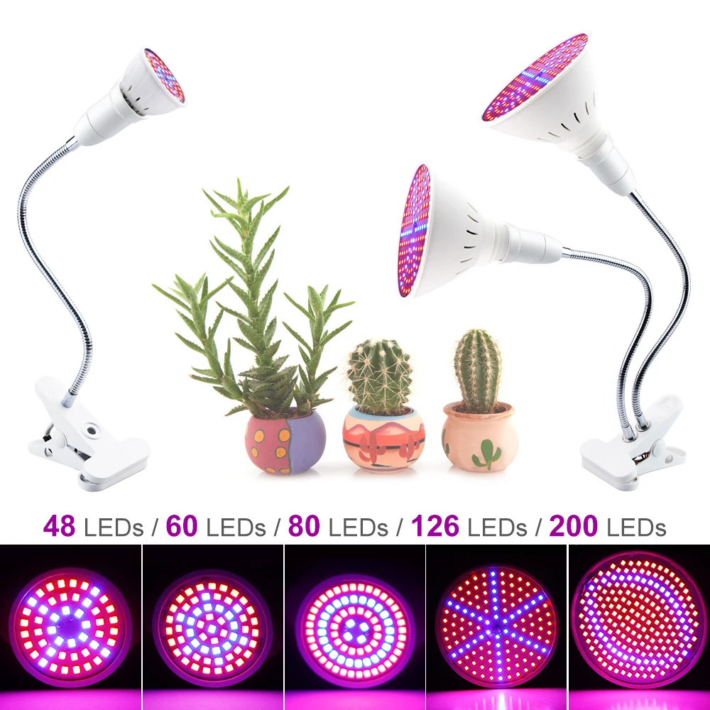 Растения лампа для выращивания светодиодный двойной головкой растут светильник