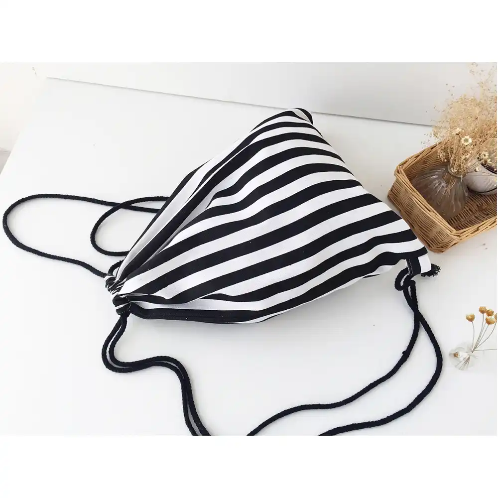 shoulder bags women canvas bags simple black white striped