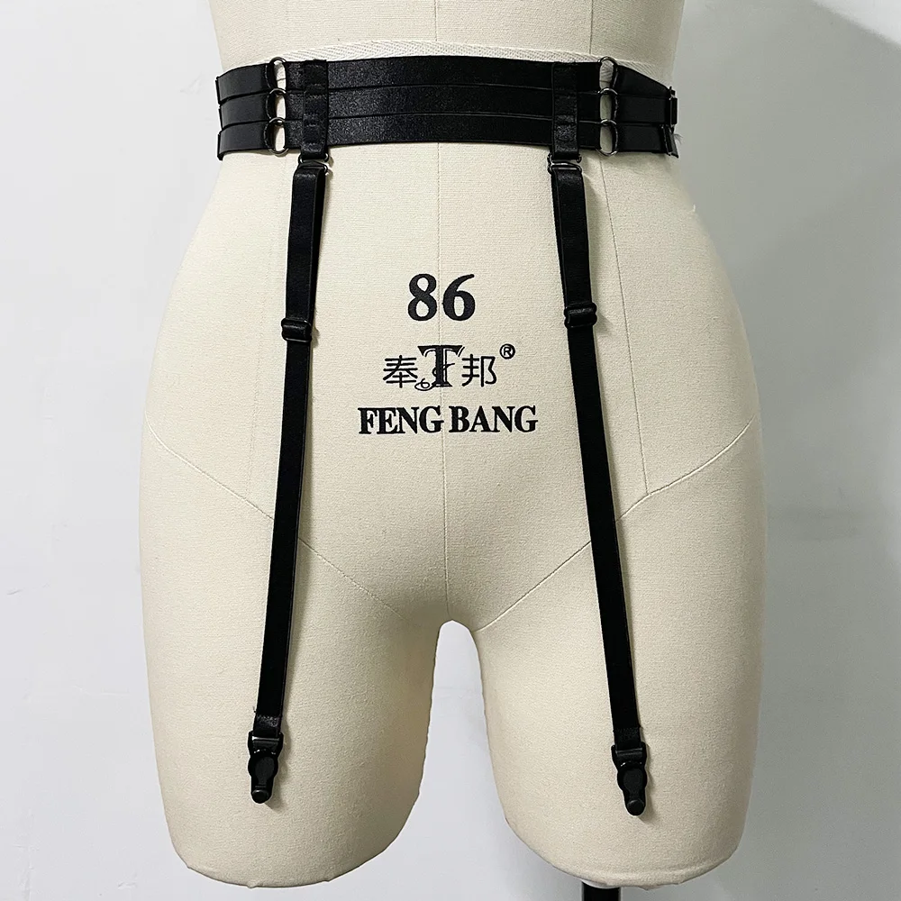 

Black Stockings Adjustable Garter Belt Women Pole Dance Sexy Lingerie Goth Body Harness Cage Bondage Leg Sexy Suspender Belt