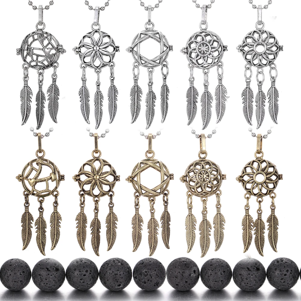 New Aromatherapy Jewelry Lava Stone Diffuser Necklace Silver Bronze Dreamcatcher Locket Essential Oil Diffuser Necklace Gifts
New Aromatherapy Jewelry Lava Stone Diffuser Necklace Silver Bronze Dreamcatcher Locket Essential Oil Diffuser Necklace Gifts