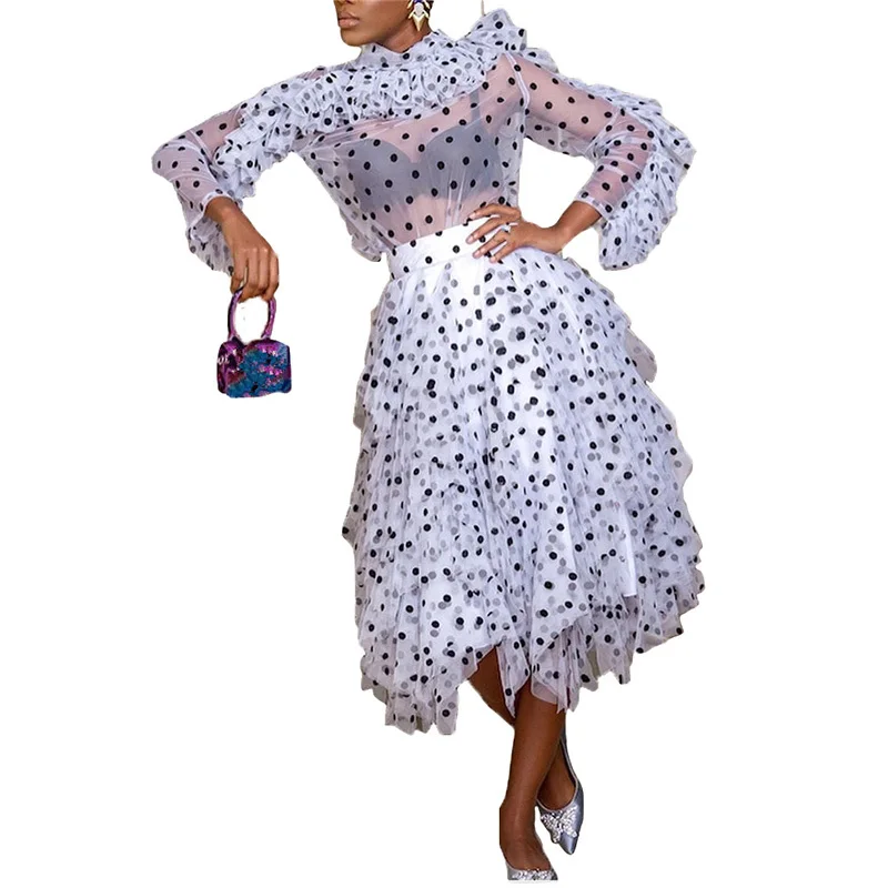 2019 Fashion Women Sets Dot Print Elegant Dress Autumn Cascading Ruffle Dresses Female 2019 1Pc Skirt/tops Women Sweat Suit Set
2019 Fashion Women Sets Dot Print Elegant Dress Autumn Cascading Ruffle Dresses Female 2019 1Pc Skirt/tops Women Sweat Suit Set