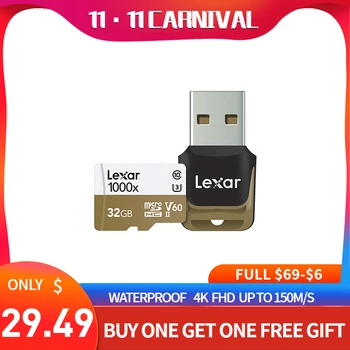 Lexar 1000x Micro SD 32GB 64GB 128GB Class 10 150MB/s tf memory Card Reader for Drone Sport Camcorder tablet laptop smartphone
Lexar 1000x Micro SD 32GB 64GB 128GB Class 10 150MB/s tf memory Card Reader for Drone Sport Camcorder tablet laptop smartphone