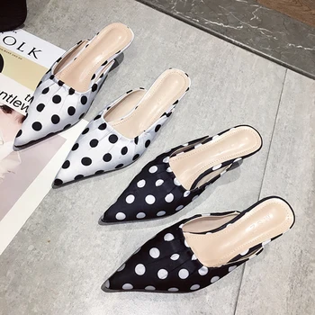 Fashion Dot Slippers Women Slides Ladies Mules Shoes Pointed Toe Women Thin Low Heeled Slippers Slip On Casual Summer Slippers
Fashion Dot Slippers Women Slides Ladies Mules Shoes Pointed Toe Women Thin Low Heeled Slippers Slip On Casual Summer Slippers