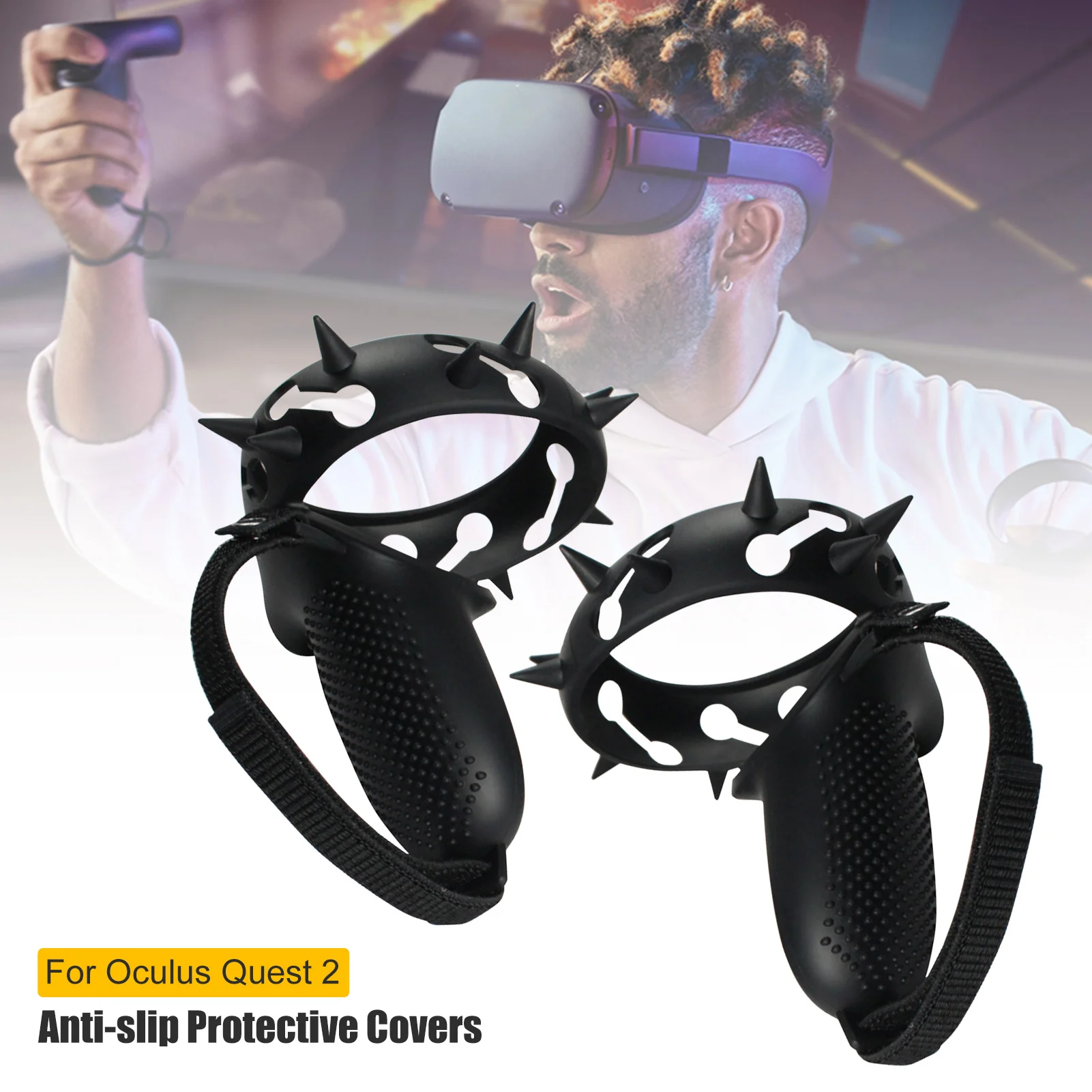 For Oculus Quest 2 VR Headset Touch Controller Protective Case, Adjustable Handle Knuckle Strap Non-slip Grip Cover For Quest2
For Oculus Quest 2 VR Headset Touch Controller Protective Case, Adjustable Handle Knuckle Strap Non-slip Grip Cover For Quest2