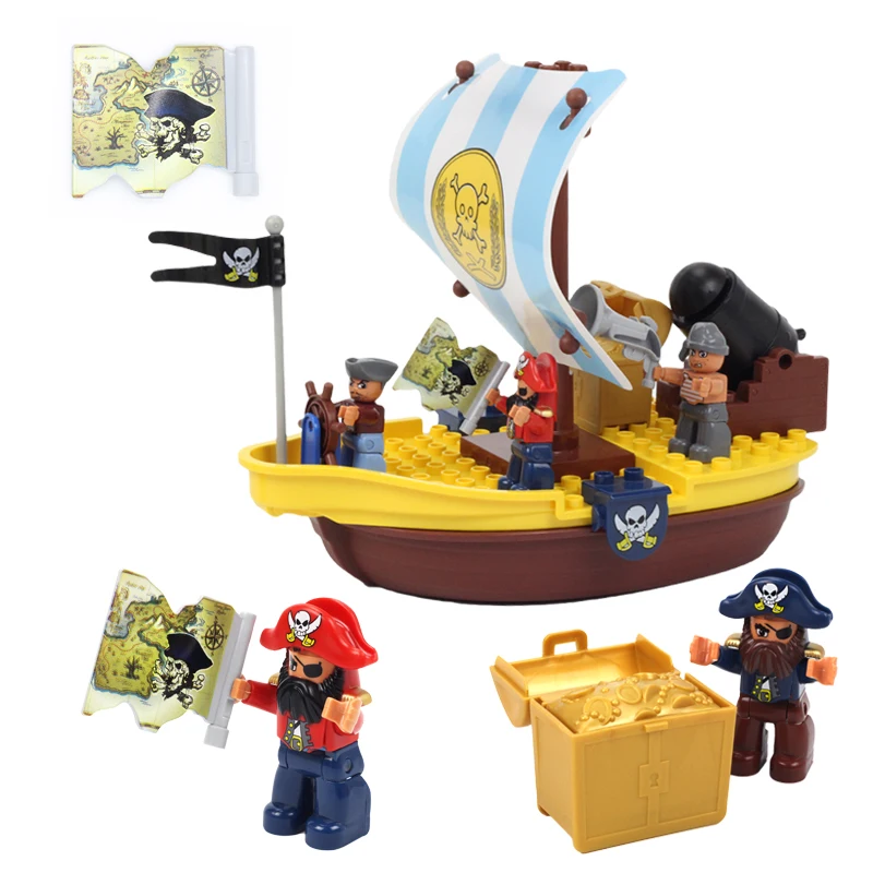 Big Building Block Carib Treasure War Pirate Ship Model Parts Compatible Duplos Figure Set Sailboat Water Toys For Children Gift
Big Building Block Carib Treasure War Pirate Ship Model Parts Compatible Duplos Figure Set Sailboat Water Toys For Children Gift