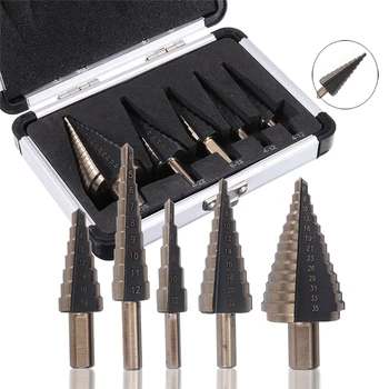 5pcs 4-35mm HSS 4241 Step Drill Bit Set Multiple Hole Metric Size with Aluminum Case for metal, wood, plastic drilling
5pcs 4-35mm HSS 4241 Step Drill Bit Set Multiple Hole Metric Size with Aluminum Case for metal, wood, plastic drilling