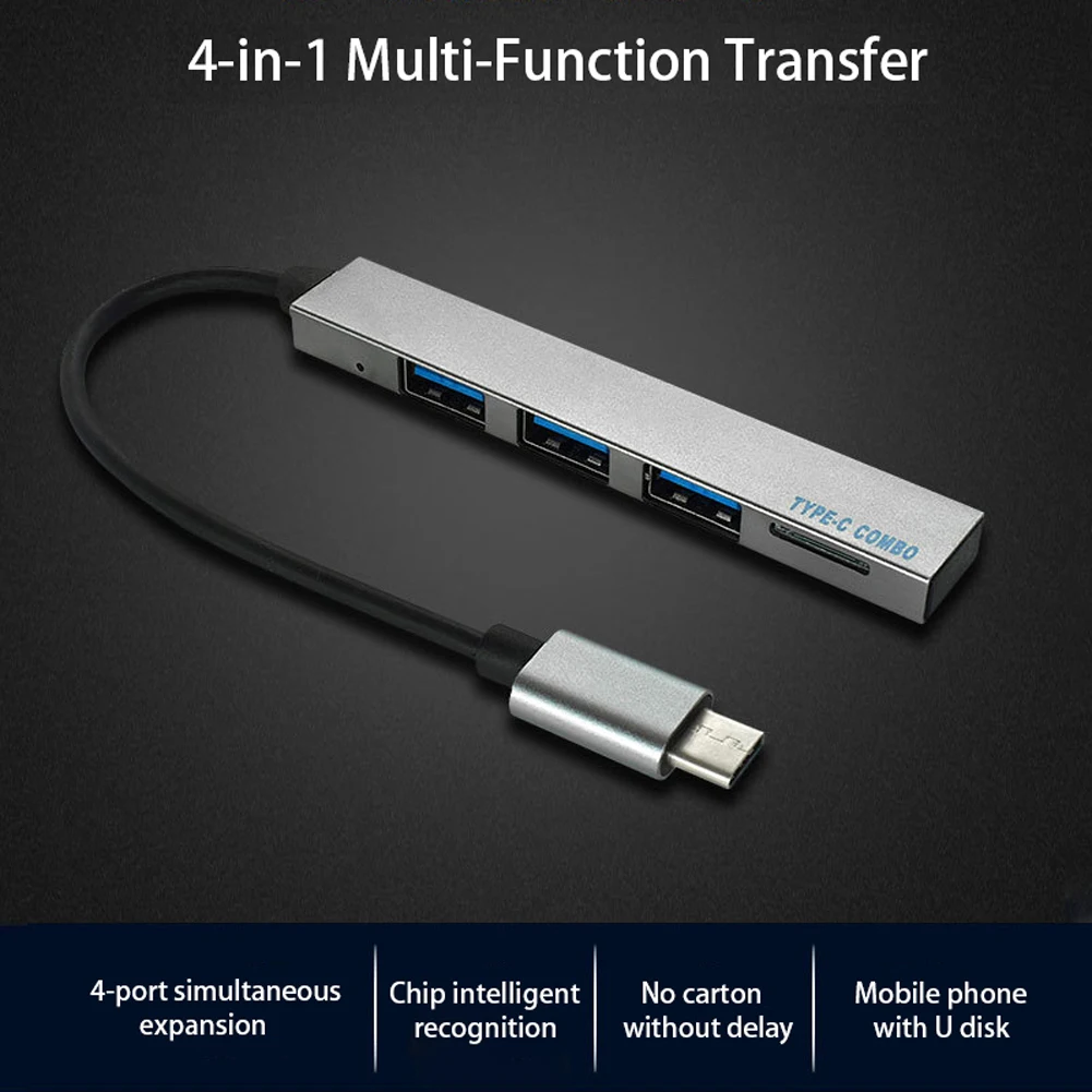 Type C HUB 4 USB-C to USB 3.0 ports 480M Splitter Converter OTG Adapter Cable for Macbook Pro iMac PC Laptop iPad Pro Accessory
Type C HUB 4 USB-C to USB 3.0 ports 480M Splitter Converter OTG Adapter Cable for Macbook Pro iMac PC Laptop iPad Pro Accessory
