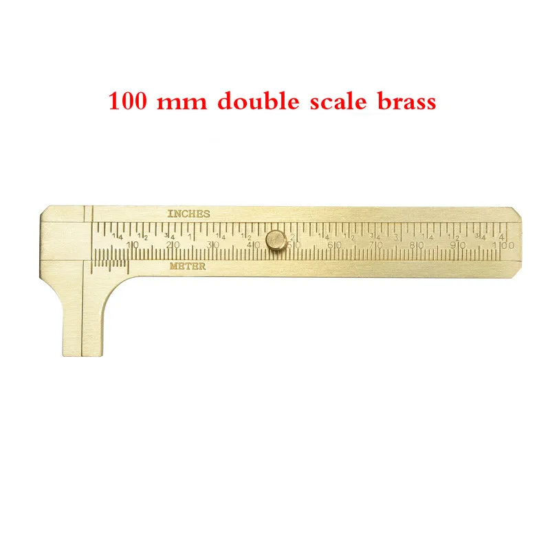 ZKAIAI Accuracy Handnote Retro Brass Ruler Mini Brass Caliper Pure Copper Vernier Dual-scale Measuring Ruler Portable Retro Color : 100mm double